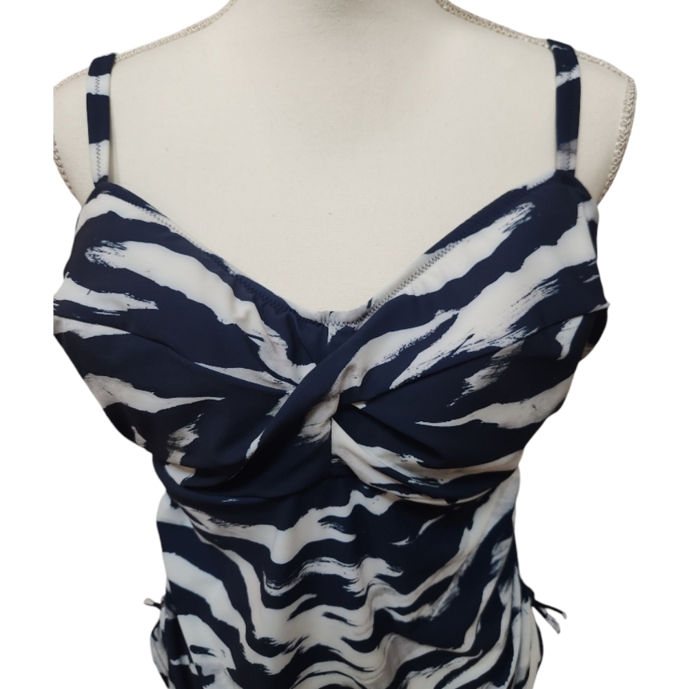 Fantasie Swim Lindos Blue White Gray Underwire Tankini TOP, 38DD - Picture 9 of 16